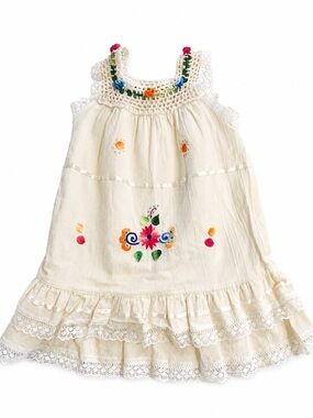 Vintage Vaaco Designs Embroidered Lace Dress 100% Cotton 3T